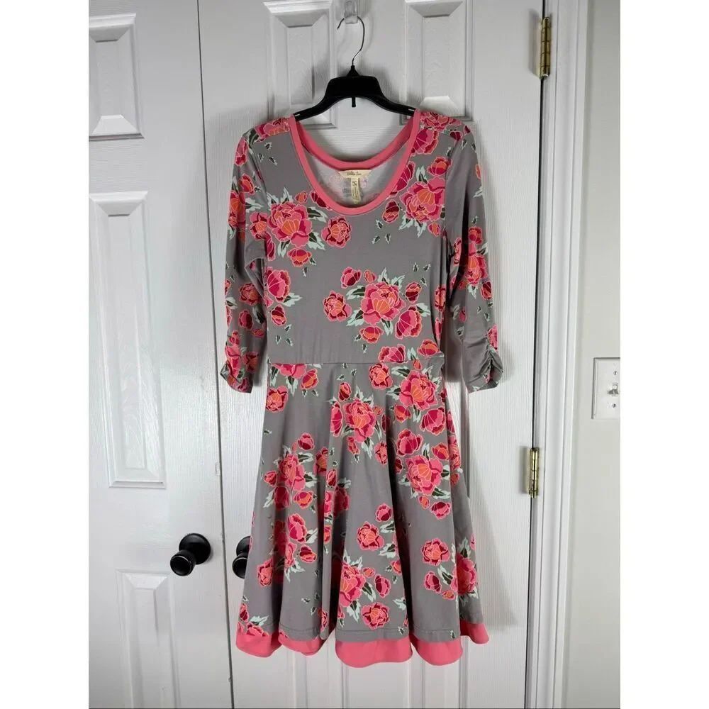 NWOT Matilda Jane Womens  Marzipan Floral Rose Ruffle Hem Fit and Flare Dress Si